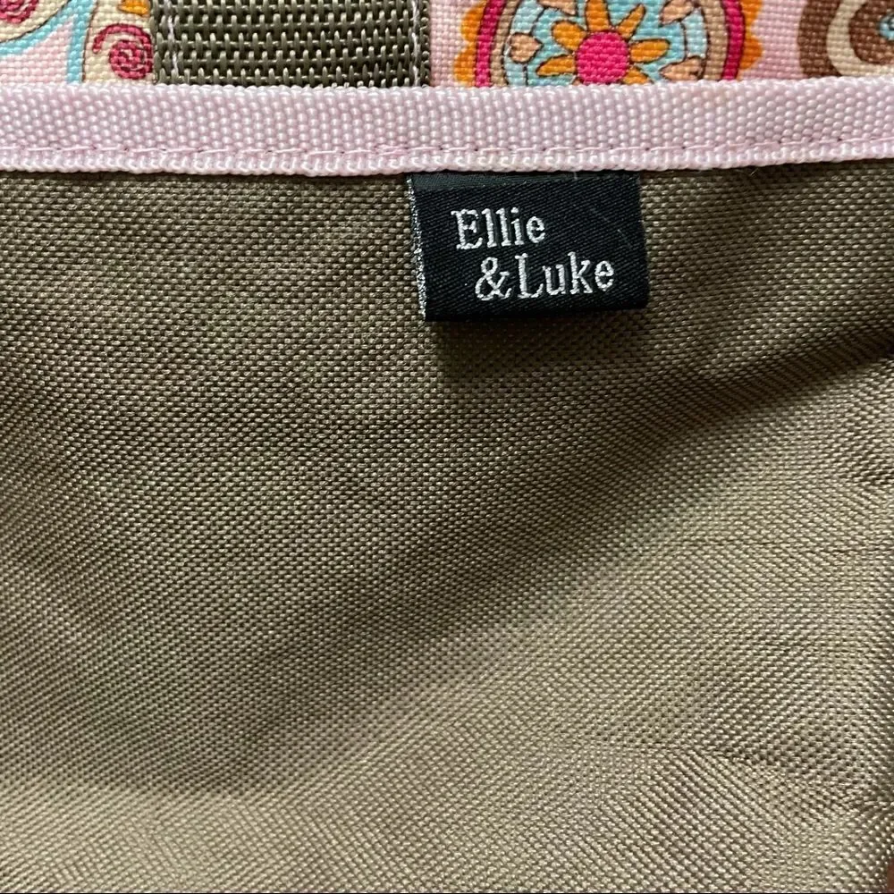 Ellie & Luke Diaper Bag Pink and Khaki Flowers and Hearts